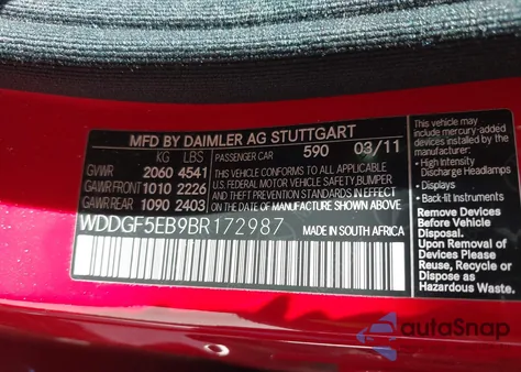 2011 Mercedes-Benz C 300 Sport from USA, damaged, VIN WDDGF5EB9BR172987
